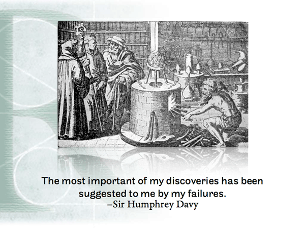 The Most important of my discoveries has been suggested to me by my failures. - Sir Humphrey Davy